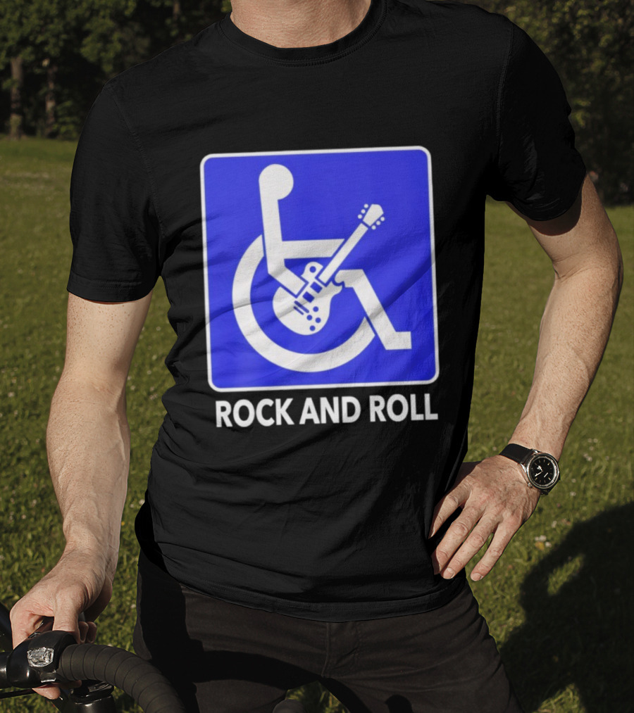 Rock And Roll Wheelchair Guitar Icon T-Shirt