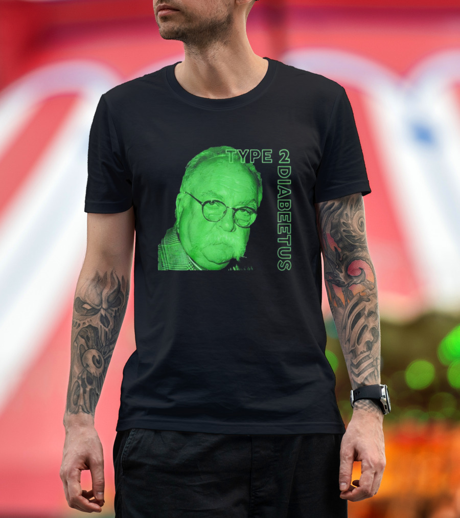 Type 2 Diabetes Wilford Brimley Green Portrait T-Shirt