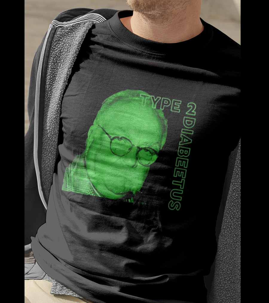 Type 2 Diabetes Wilford Brimley Green Portrait T-Shirt