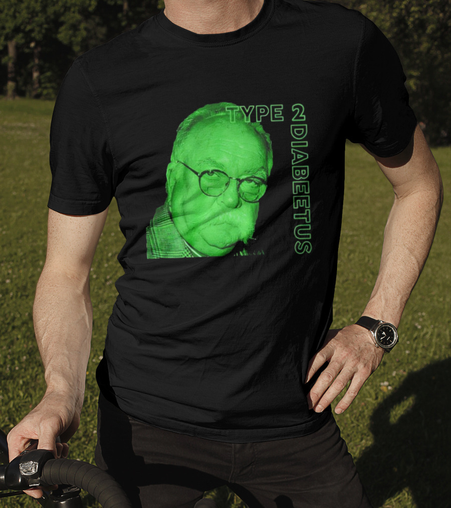 Type 2 Diabetes Wilford Brimley Green Portrait T-Shirt