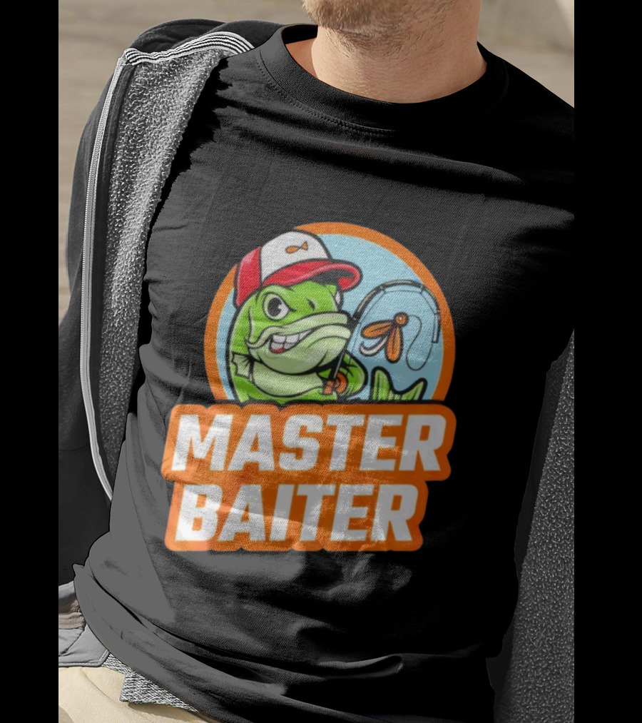 Master Baiter Fish Cartoon Fishing Humor T-Shirt