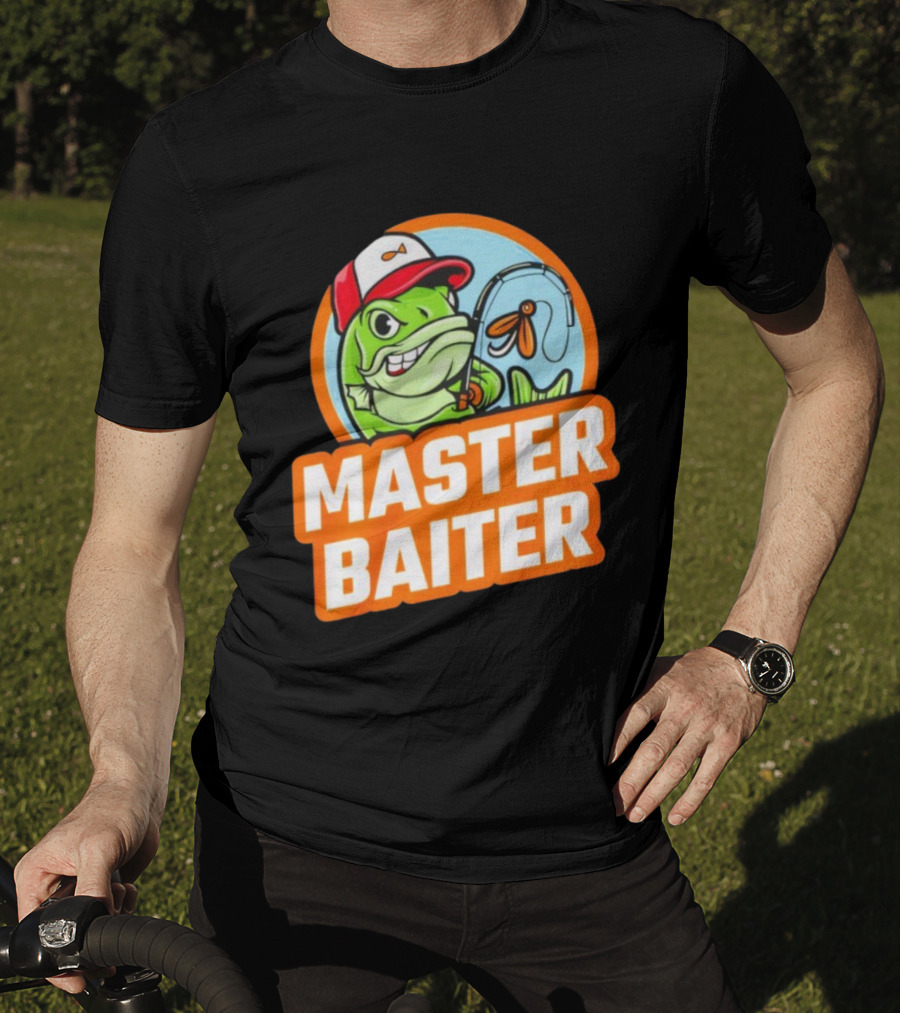 Master Baiter Fish Cartoon Fishing Humor T-Shirt