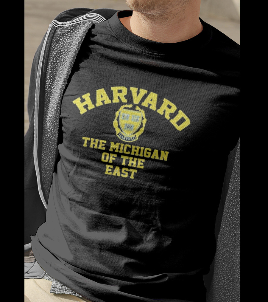 Harvard The Michigan Of The East Yellow Crest Text T-Shirt