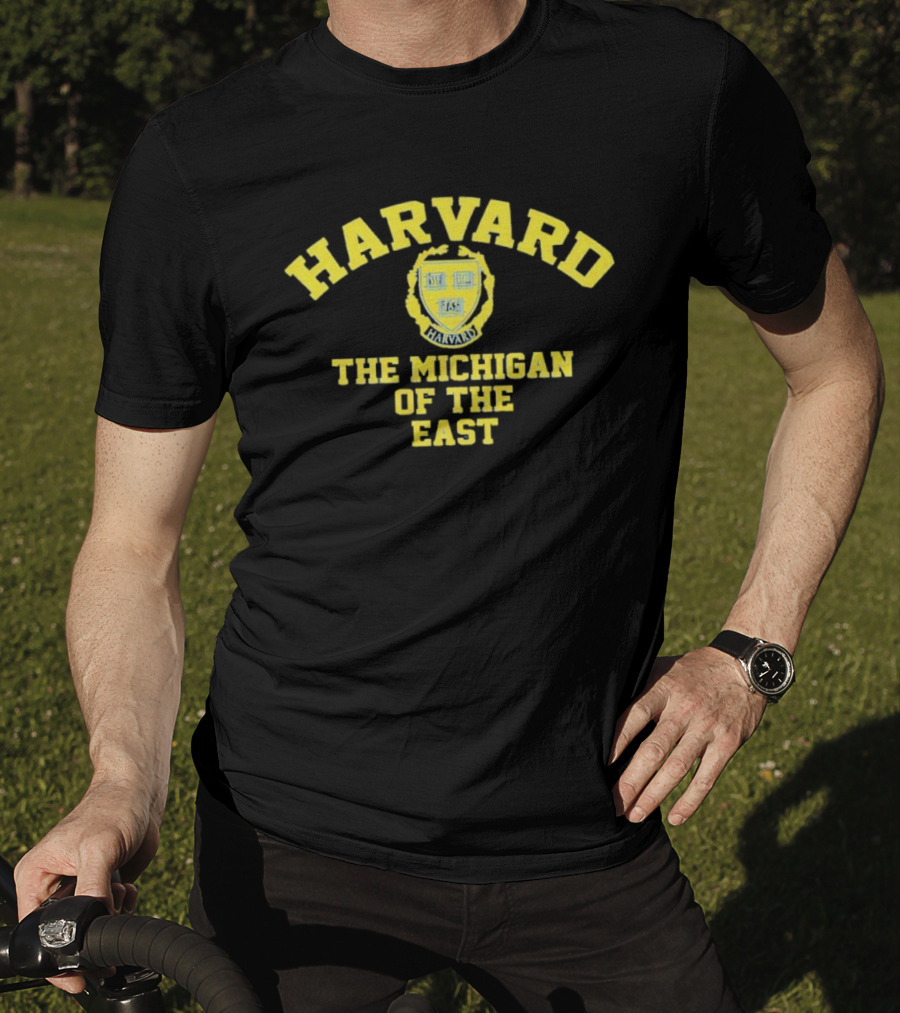 Harvard The Michigan Of The East Yellow Crest Text T-Shirt