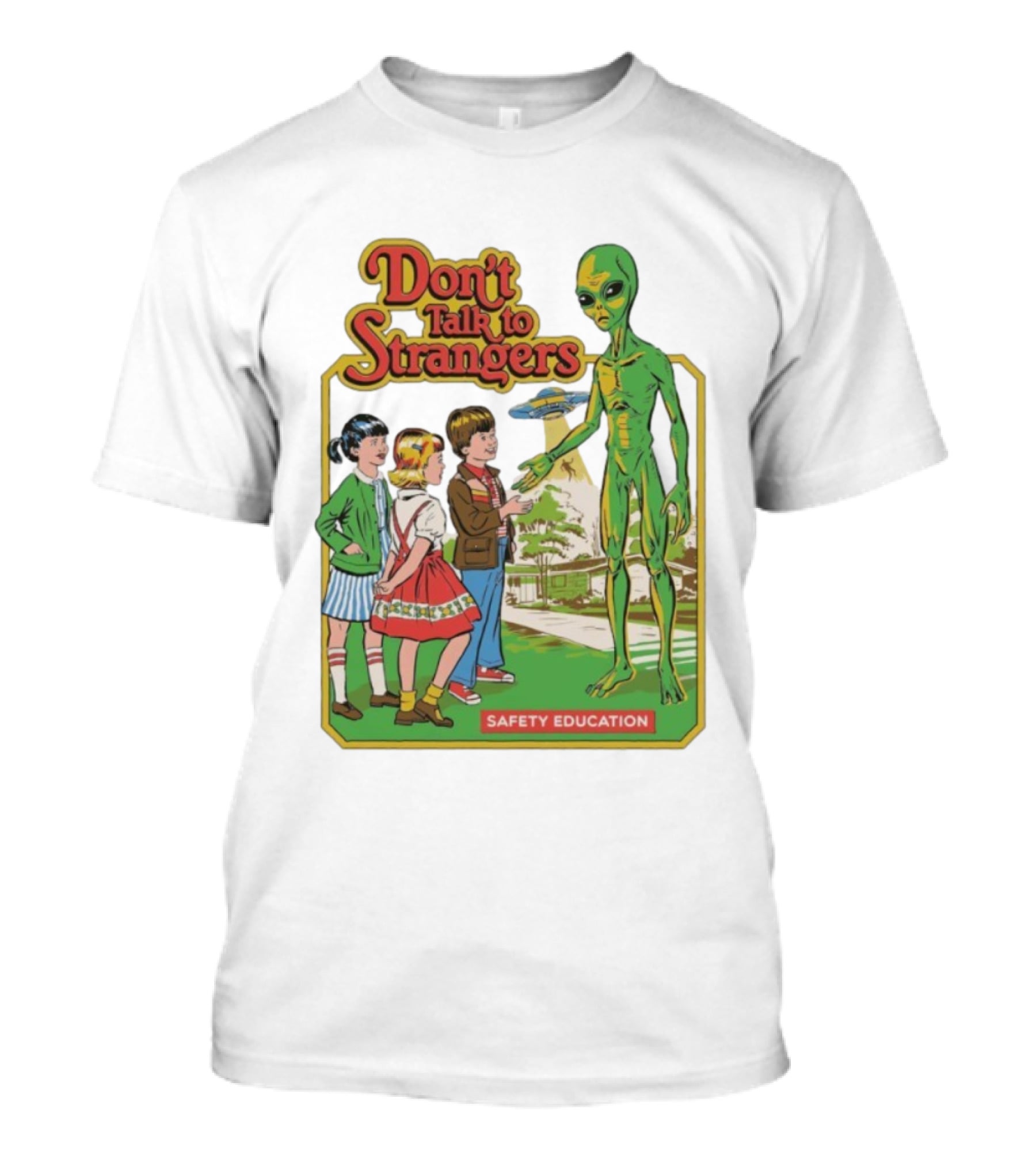 Don't Talk To Strangers Safety Education Alien Encounter Scene T-Shirt
