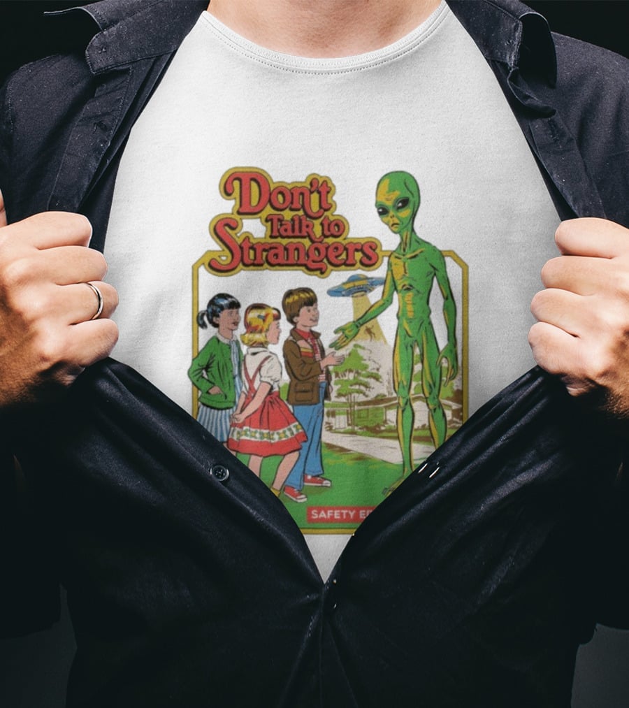 Don't Talk To Strangers Safety Education Alien Encounter Scene T-Shirt