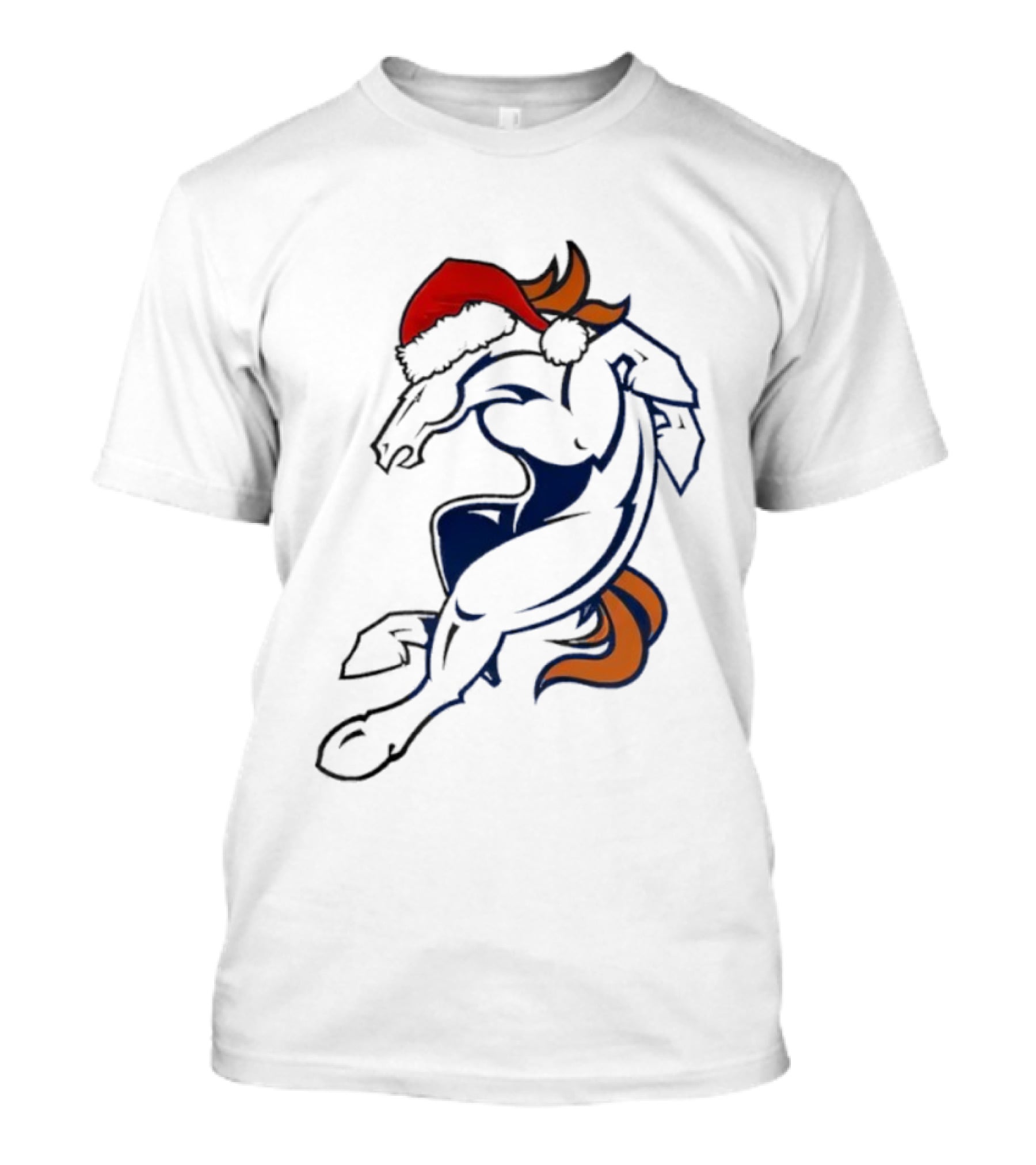 Denver Broncos Christmas Santa Hat Football Fan Design T-Shirt