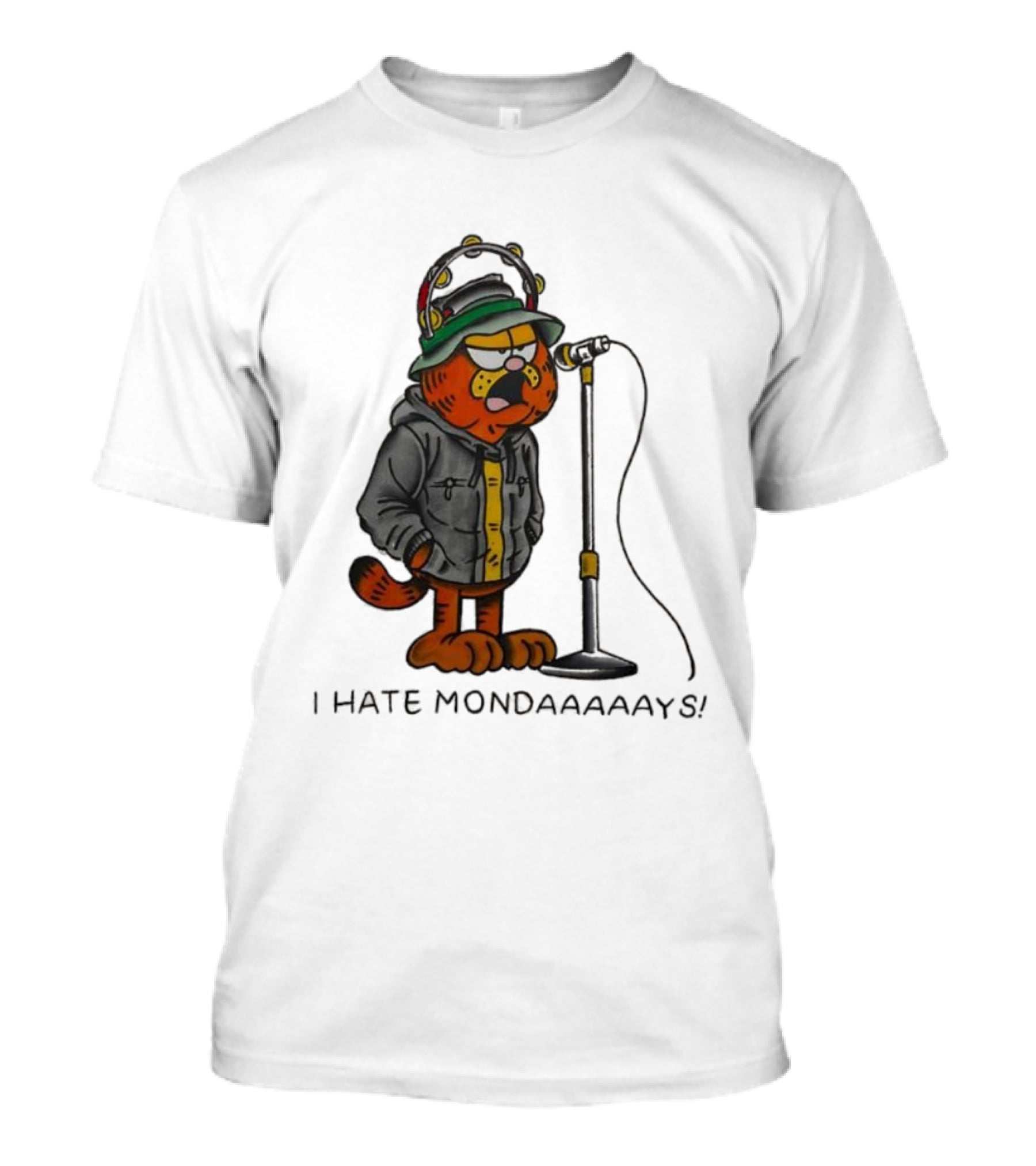Garf Cat I Hate Mondaaaaays And Bucket Hat Microphone T-Shirt