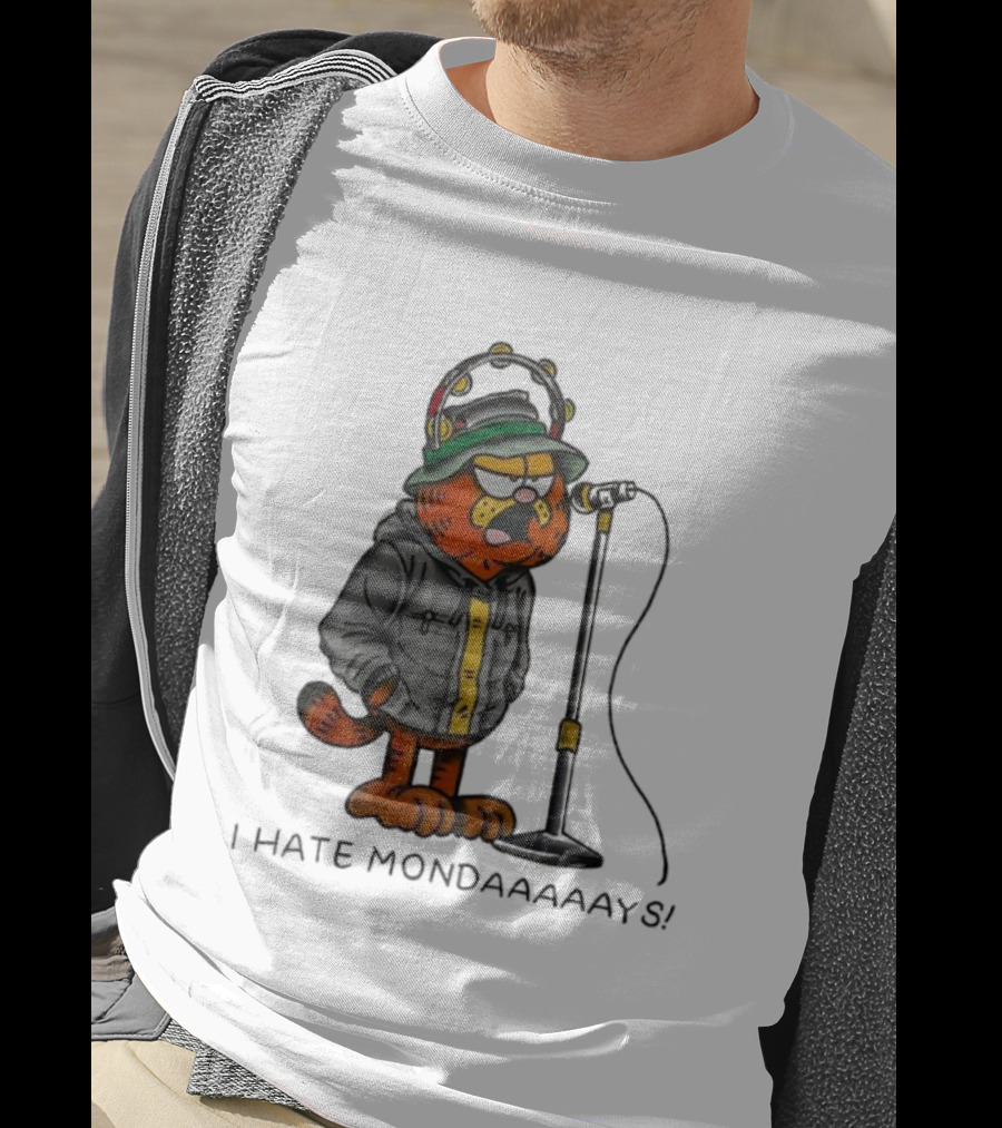 Garf Cat I Hate Mondaaaaays And Bucket Hat Microphone T-Shirt