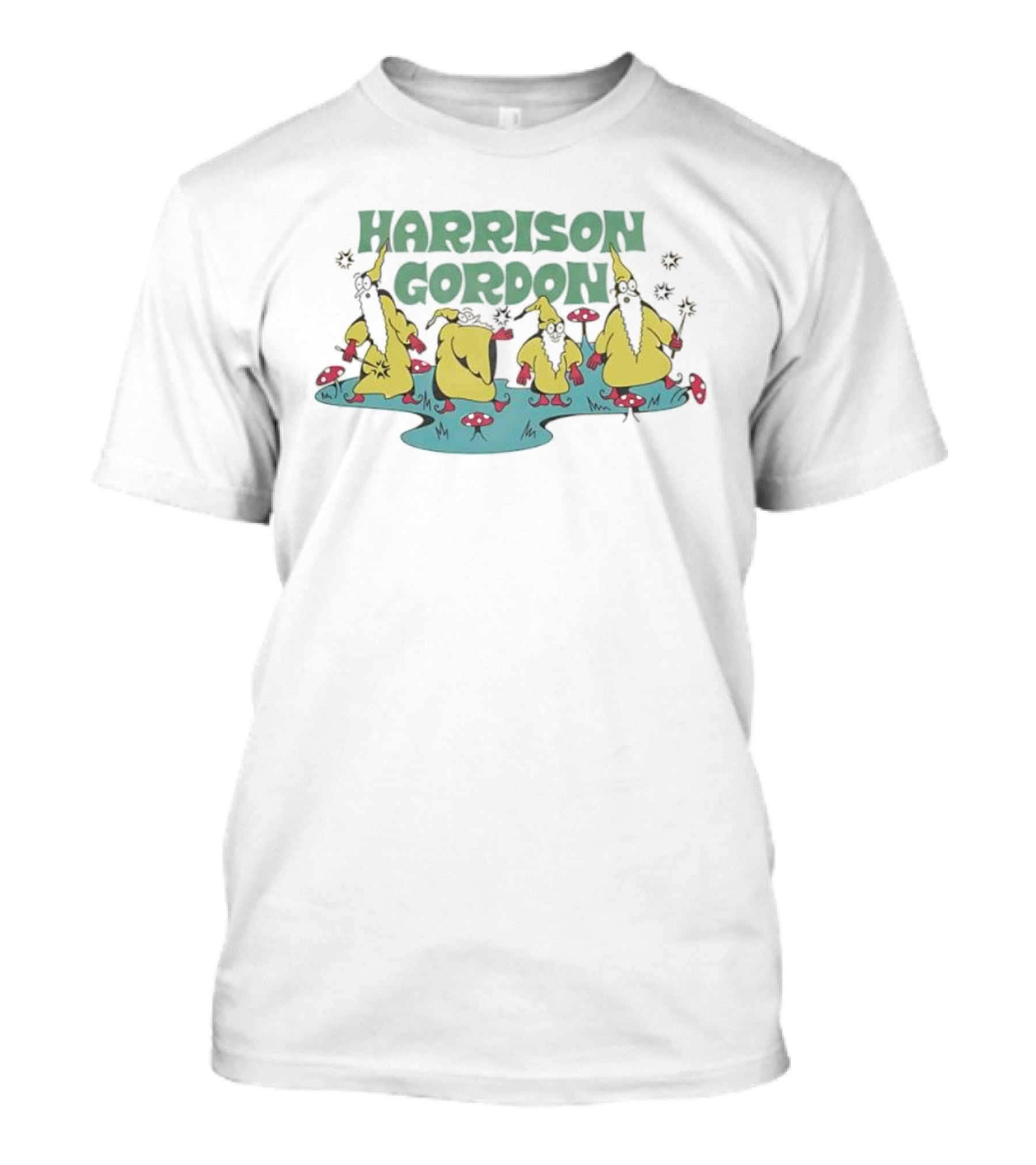 Harrison Gordon Four Gnomes In Yellow With Mushrooms T-Shirt