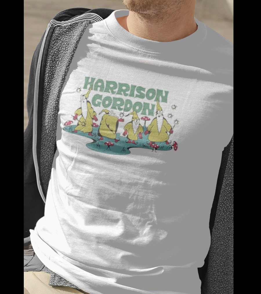 Harrison Gordon Four Gnomes In Yellow With Mushrooms T-Shirt