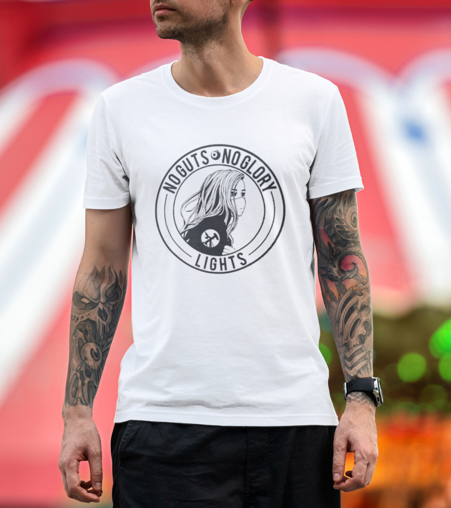 Lights No Guts No Glory Circle Skull Warrior T-Shirt