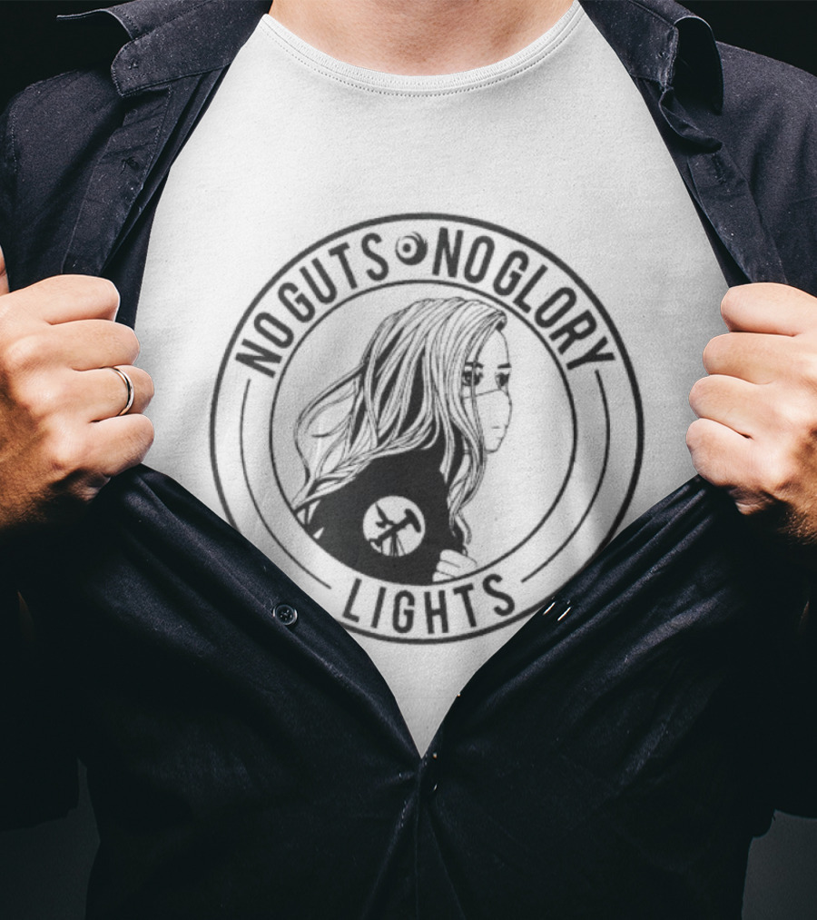 Lights No Guts No Glory Circle Skull Warrior T-Shirt