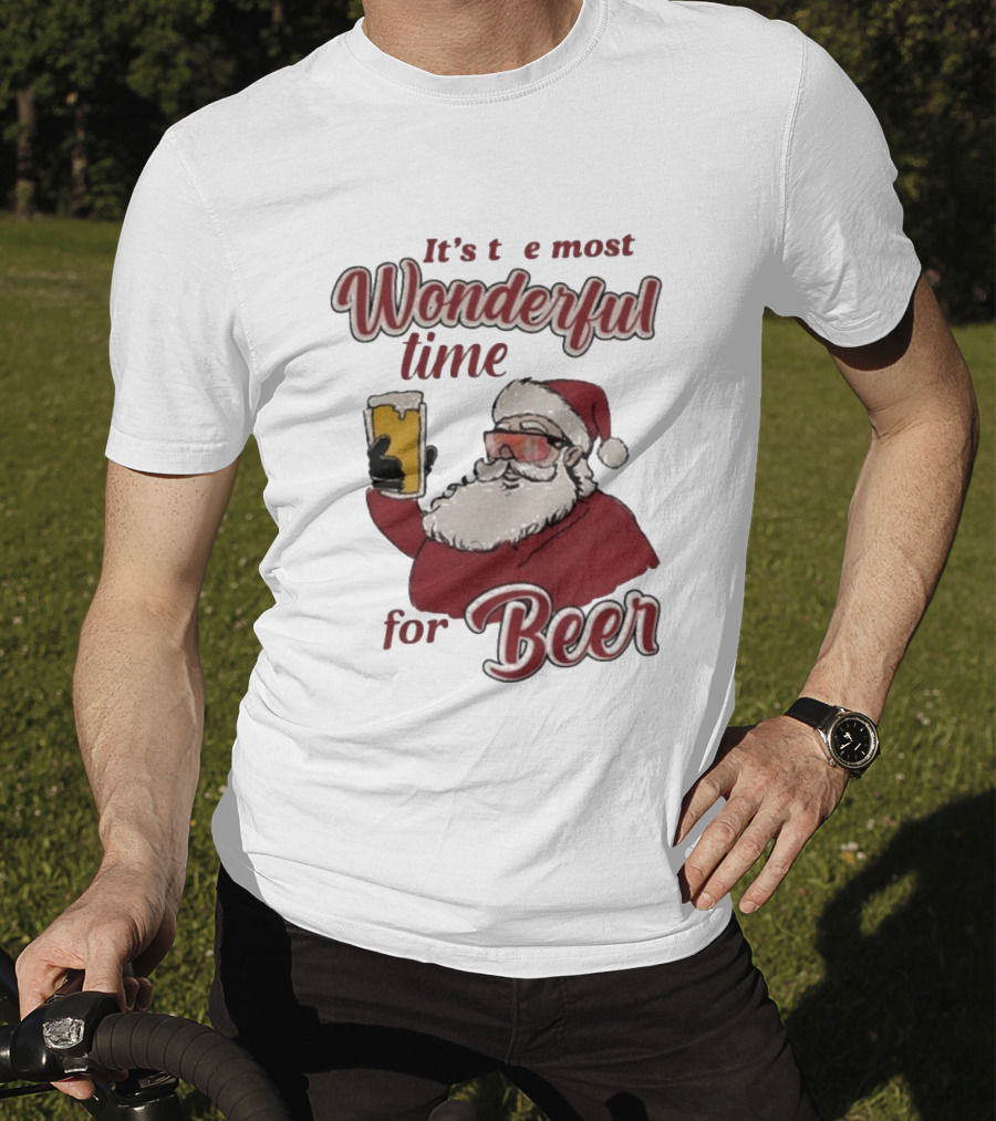 It's The Most Wonderful Time For Beer Christmas Santa T-Shirt