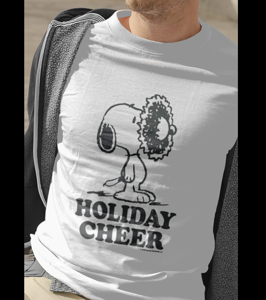 Snoopy Christmas Wreath HOLIDAY CHEER Peanuts Holiday T-Shirt