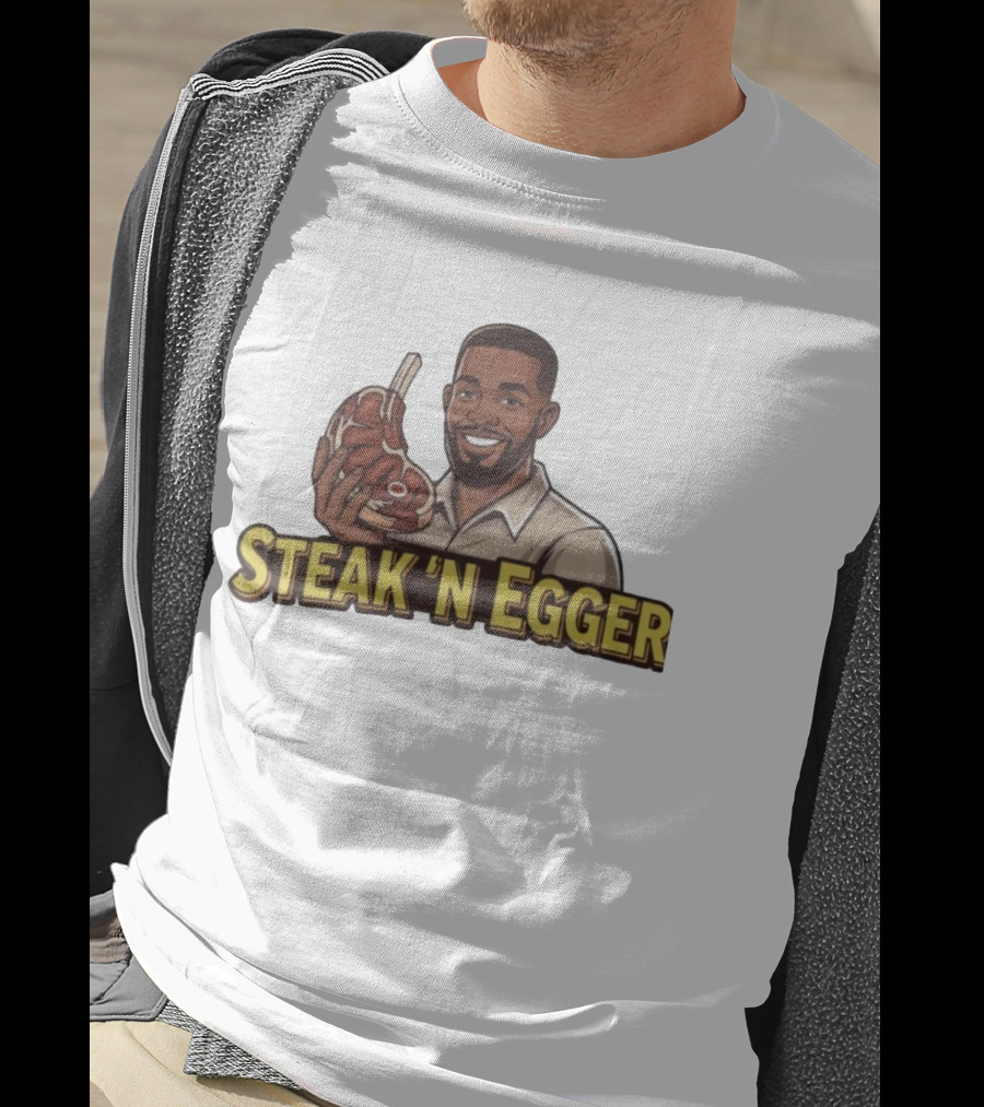 Steak 'N Egger Man Holding Steak T-Shirt