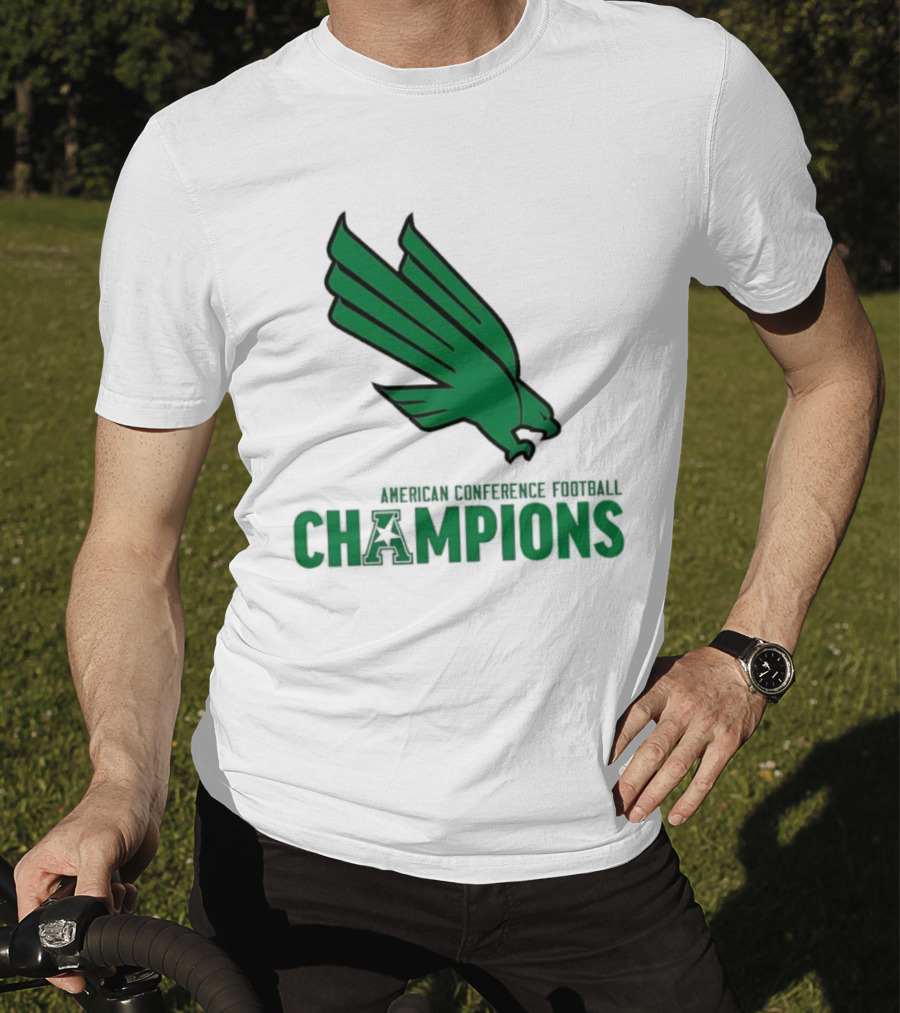 UNT Football 2025 American Conference Champions Green Eagle Celebration T-Shirt