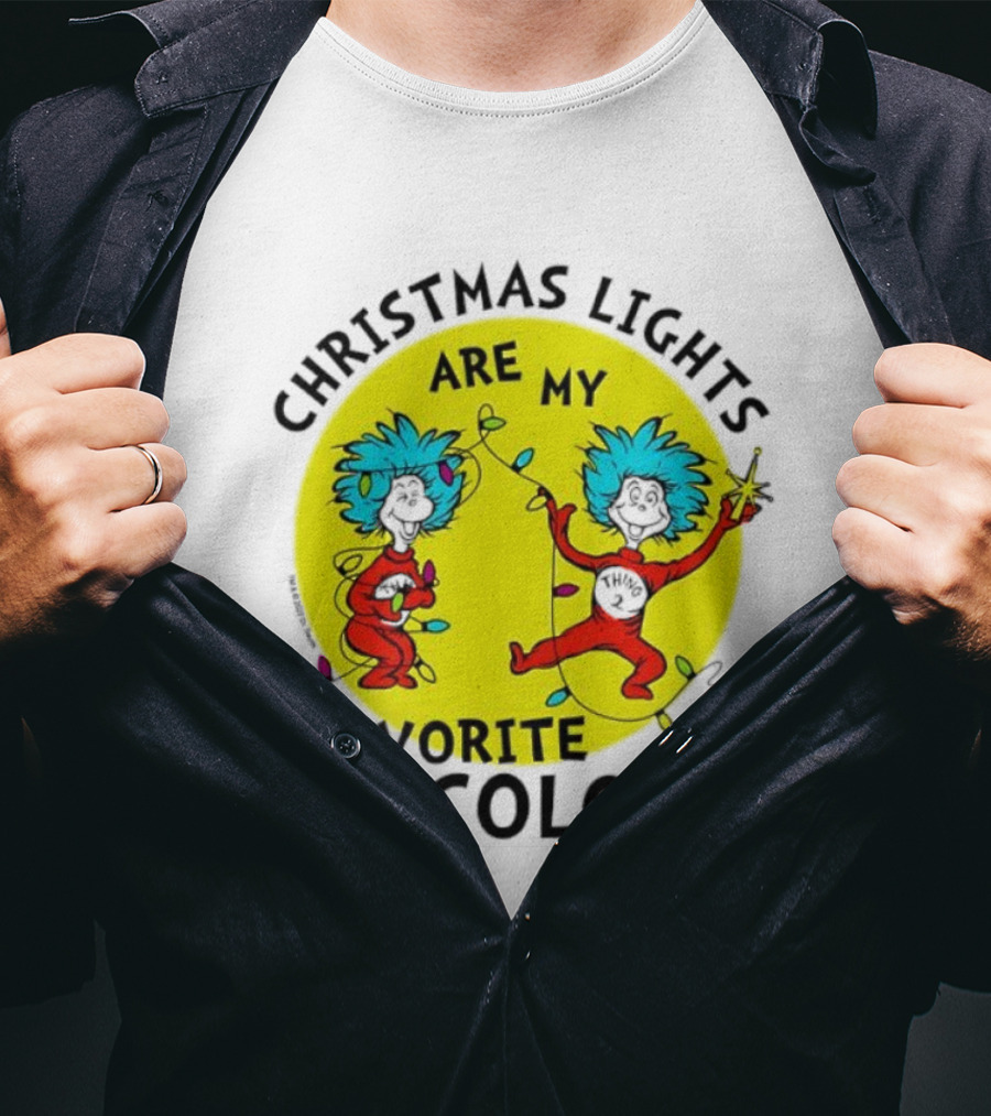 Christmas Lights Are My Favorite Color Thing 1 And Thing 2 Juniors Cropped T-Shirt