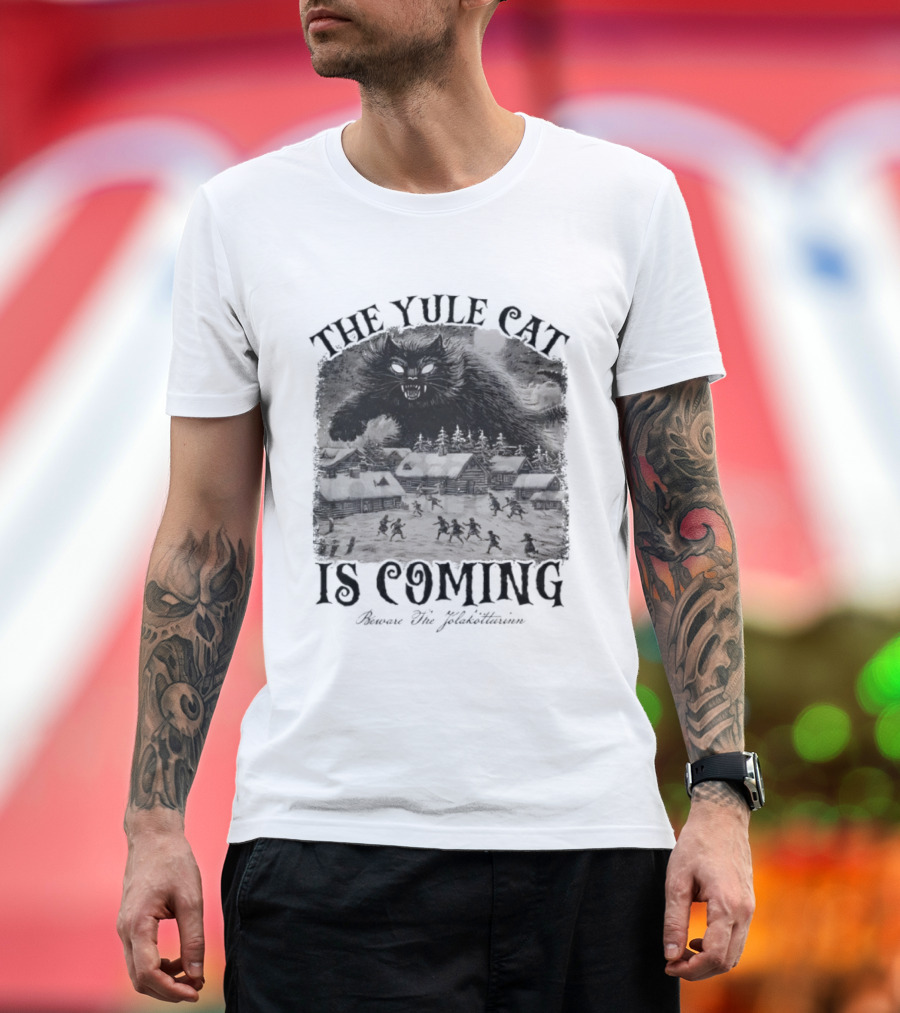 The Yule Cat Is Coming Merry Jólakötturinn Christmas Nordic Legend T-Shirt