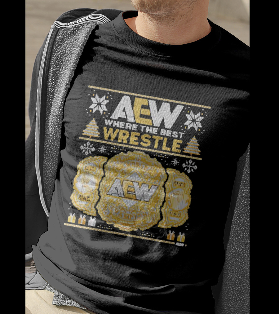 AEW Where The Best Wrestle Championship Holiday Christmas T-Shirt