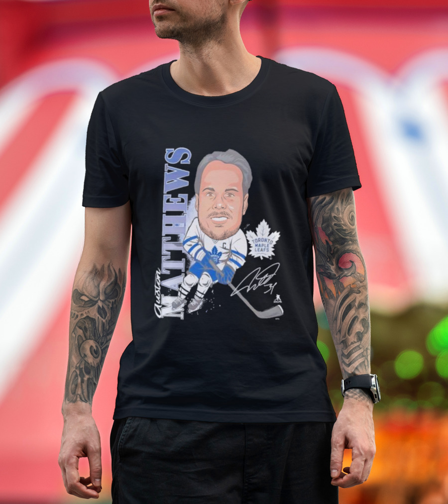 Auston Matthews Toronto Maple Leafs Signature Art Caricature T-Shirt