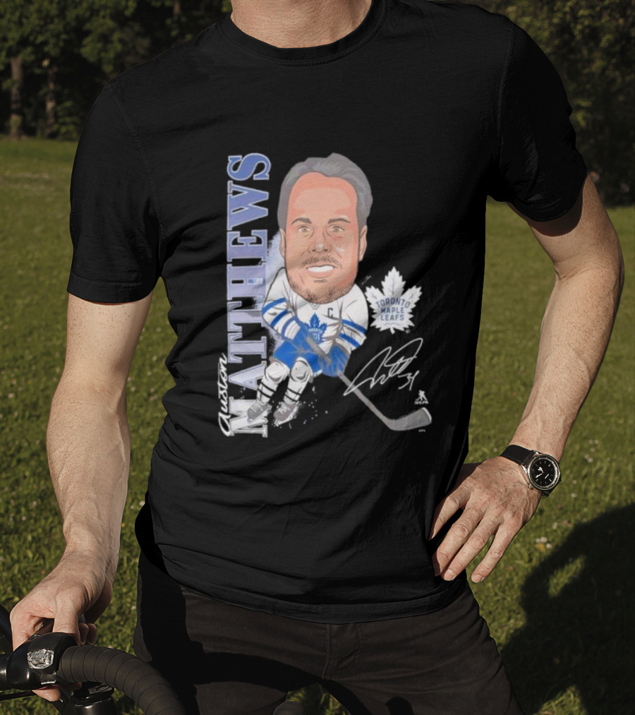 Auston Matthews Toronto Maple Leafs Signature Art Caricature T-Shirt