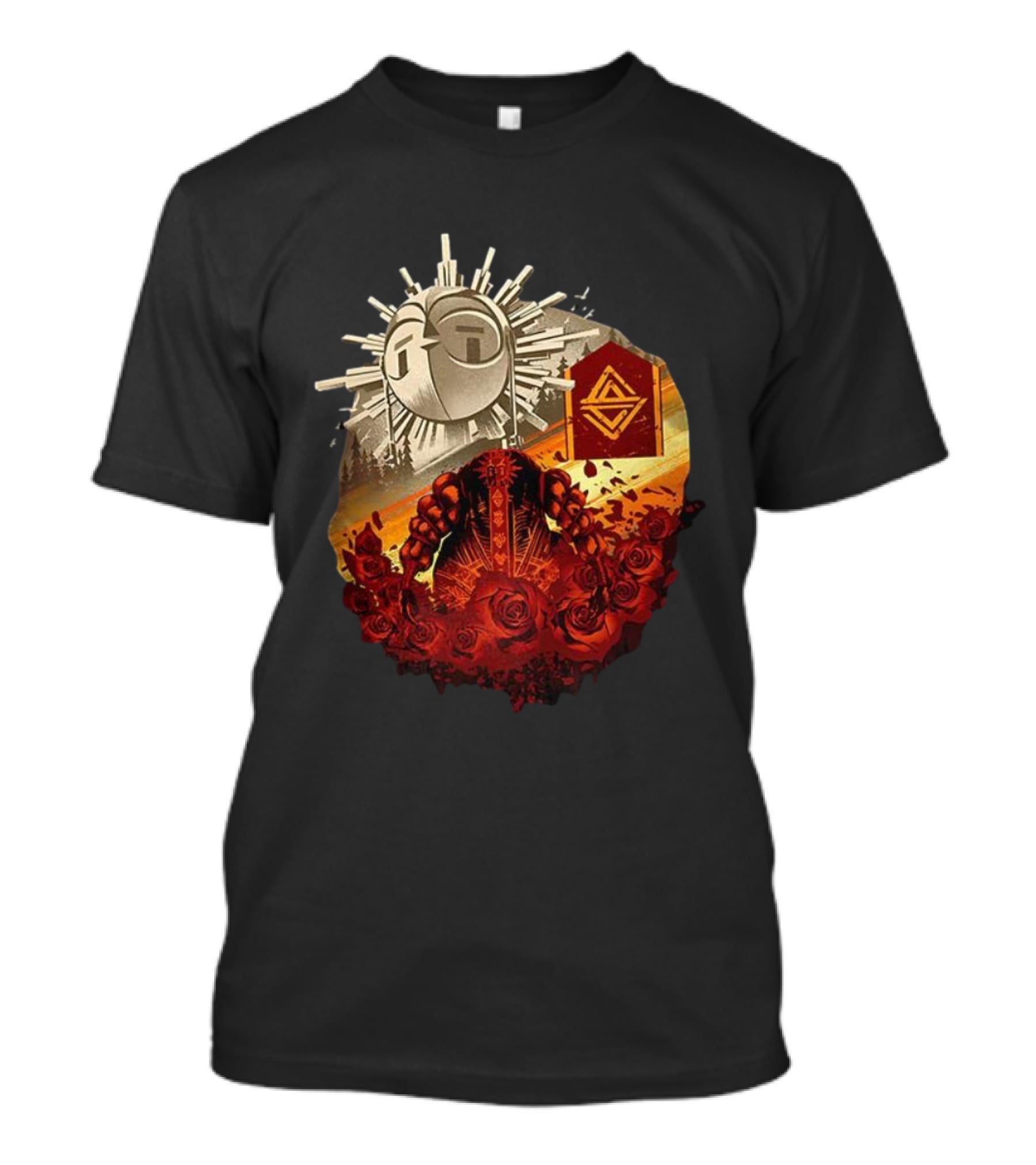 Clair Obscur Expedition 33 Sunburst Symbol Esquie Roses T-Shirt