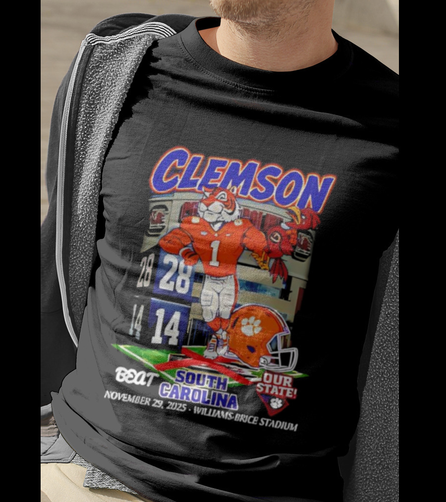 Clemson Tigers 28-14 South Carolina November 29 2025 Williams Brice Stadium Our State T-Shirt