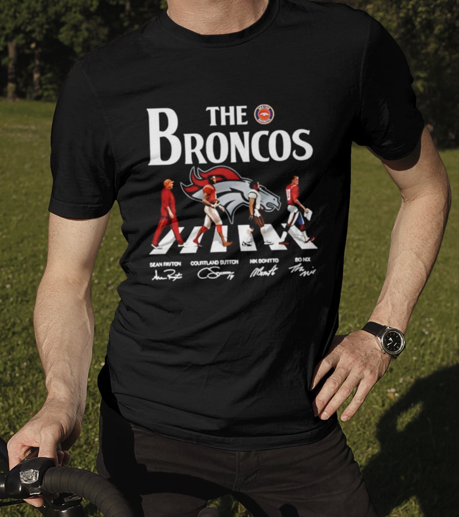 The Broncos Abbey Road Walk Players Autographs T-Shirt
