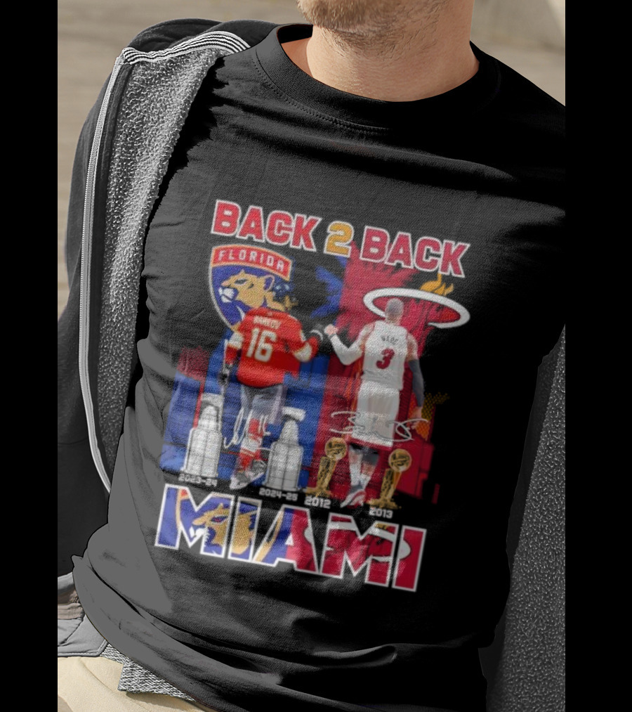 Back 2 Back Florida Panthers Miami Heat Miami Signatures T-Shirt