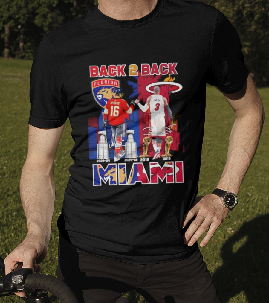 Back 2 Back Florida Panthers Miami Heat Miami Signatures T-Shirt