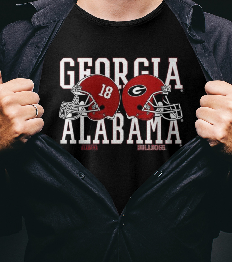 Georgia Bulldogs Alabama Crimson Tide 18 Football Helmets T-Shirt