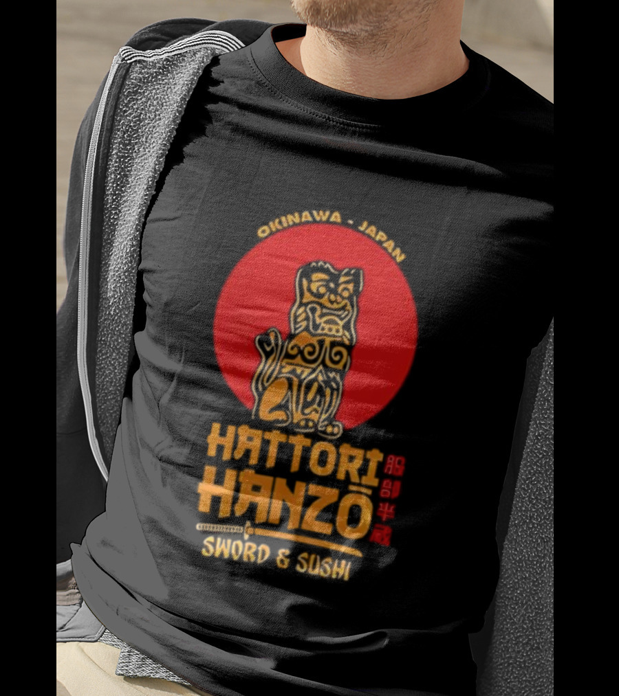 Hattori Hanzo Okinawa Japan Sword & Sushi Foo Dog T-Shirt