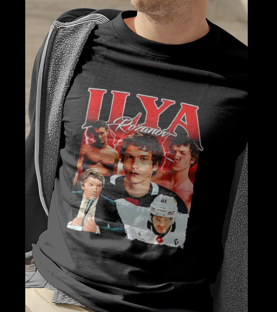 Ilya Rozanov Hockey Collage Retro Style T-Shirt