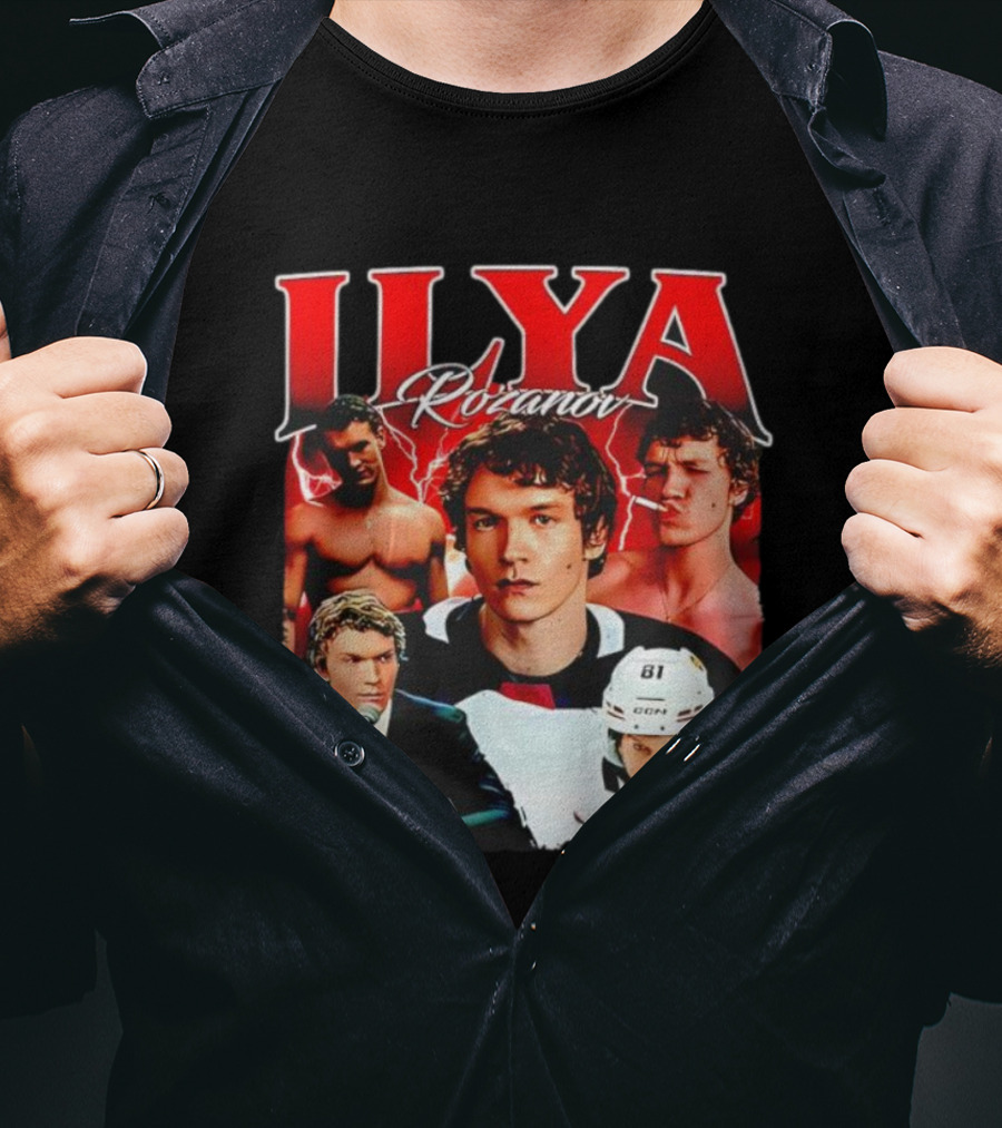 Ilya Rozanov Hockey Collage Retro Style T-Shirt