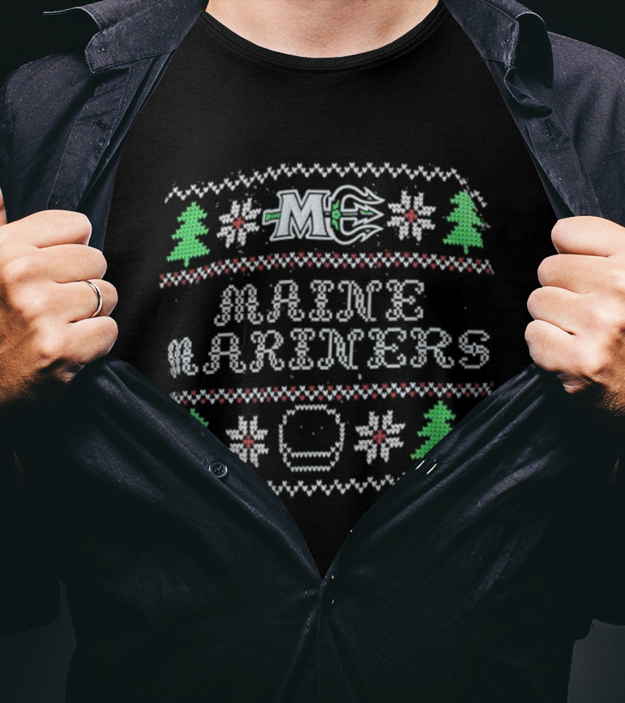 Maine Mariners MG Ice Hockey Christmas Sweater Style T-Shirt