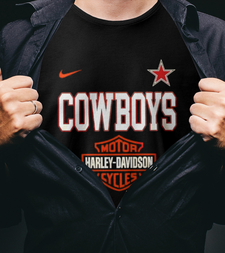Cowboys Harley Davidson Motor Cycles Nike Star T-Shirt