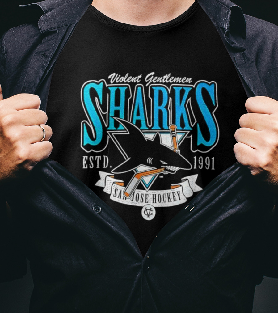 San Jose Sharks Violent Gentlemen ESTD 1991 Distressed T-Shirt