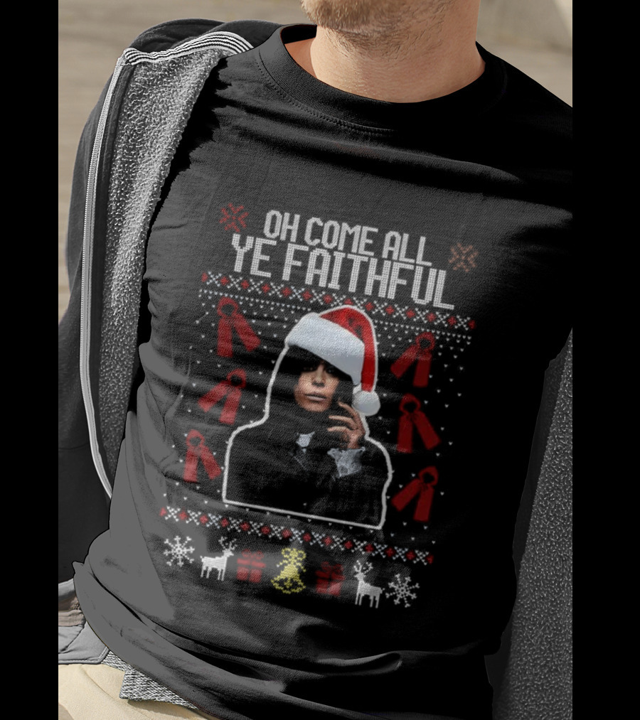 Oh Come All Ye Faithful Claudia Winkleman Santa Ugly Christmas T-Shirt