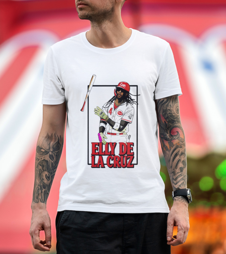 Elly De La Cruz Cincinnati Reds Baseball Player Bat Flip T-Shirt