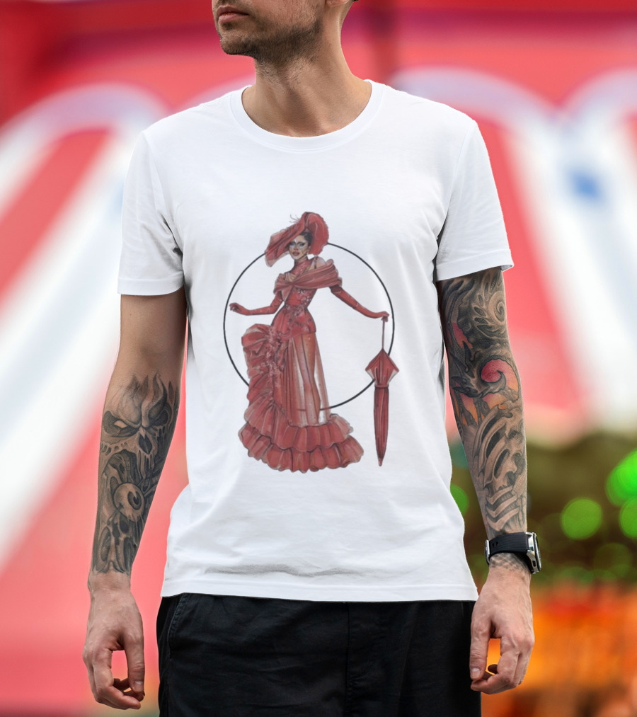 Sasha Colby Parasol Red Gown Elegance T-Shirt