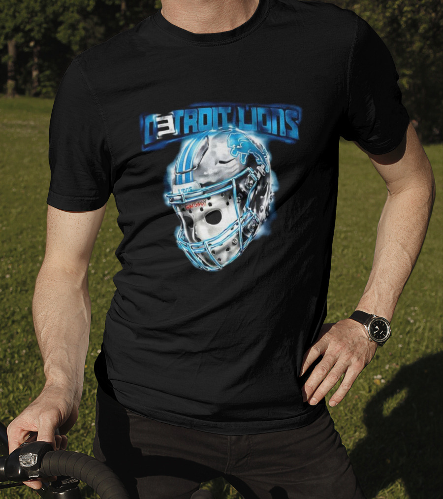 Detroit Lions NFL Detroit Lions Helmet Jason Voorhees Mask T-Shirt