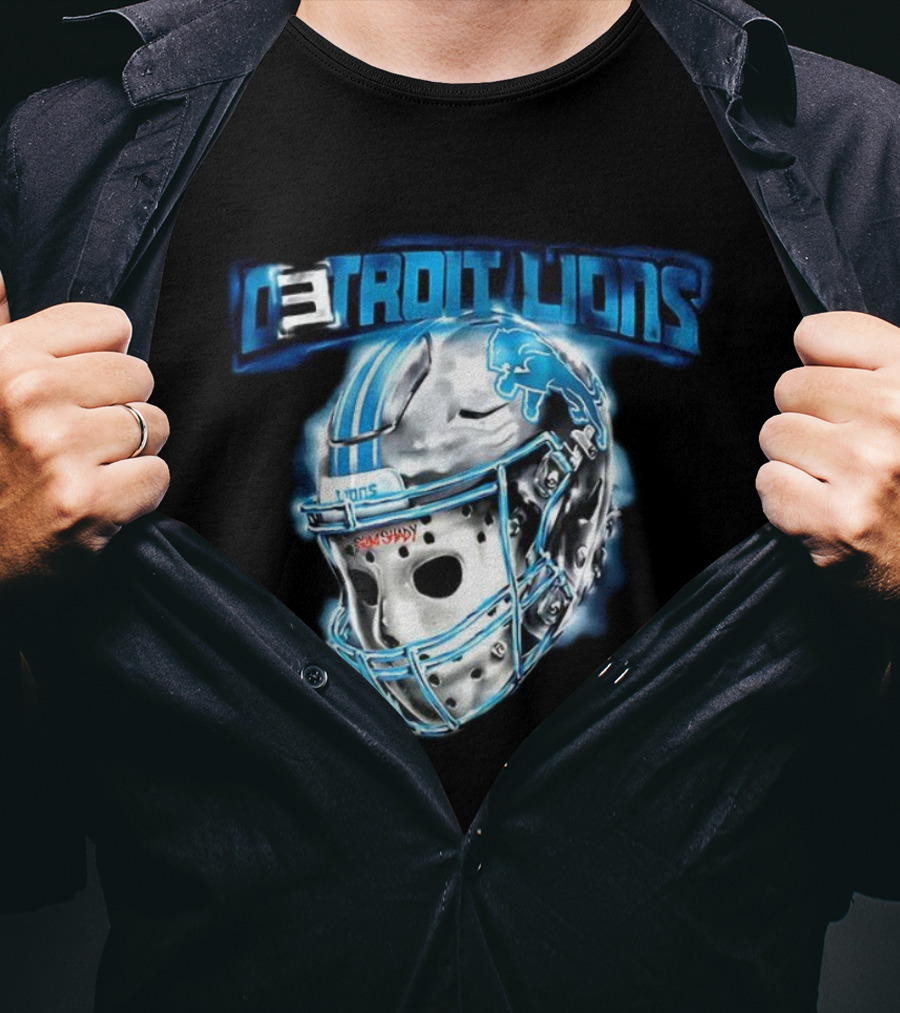 Detroit Lions NFL Detroit Lions Helmet Jason Voorhees Mask T-Shirt