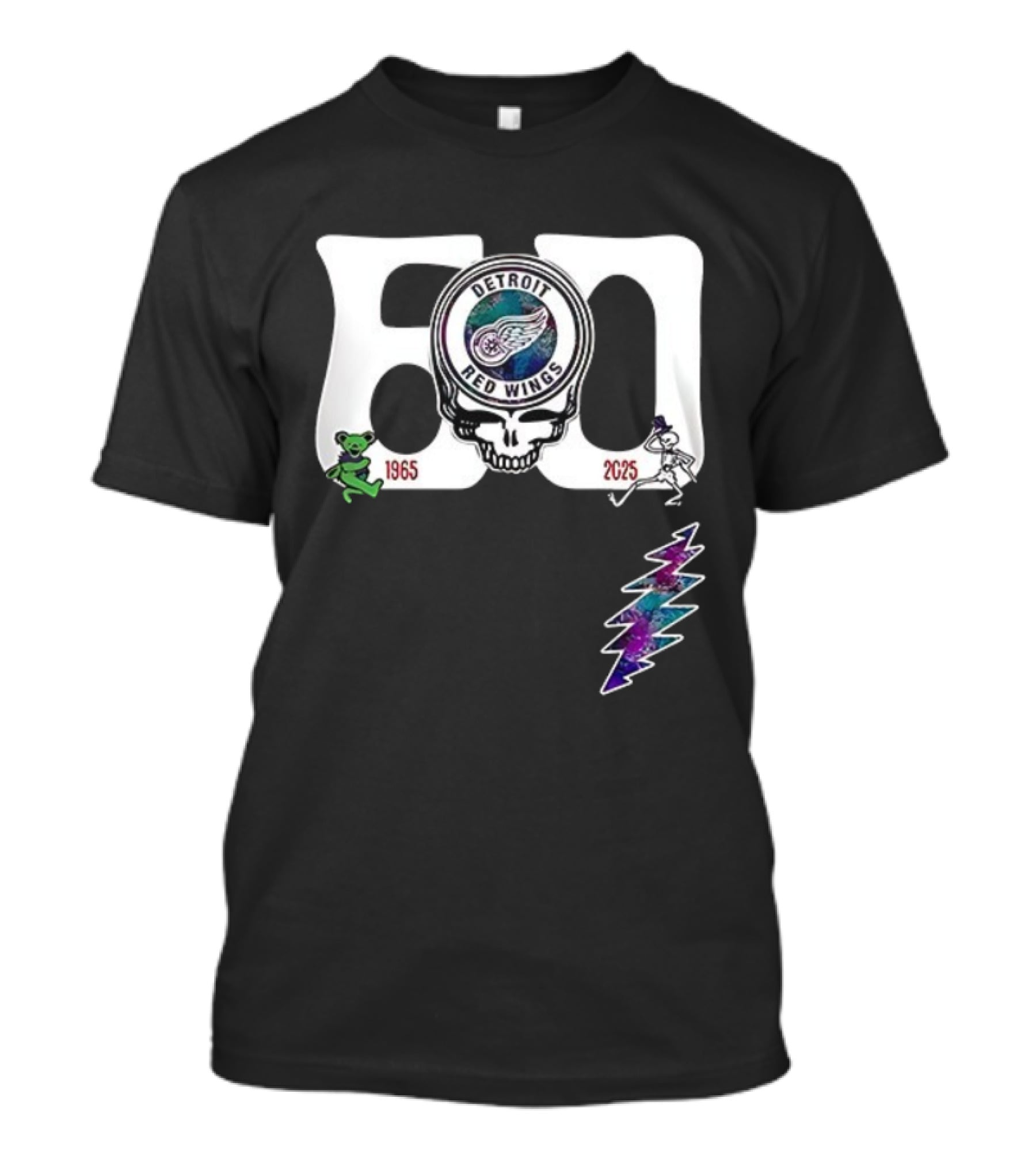 Detroit Red Wings Grateful Dead 60th Anniversary Bears 1965 2025 T-Shirt