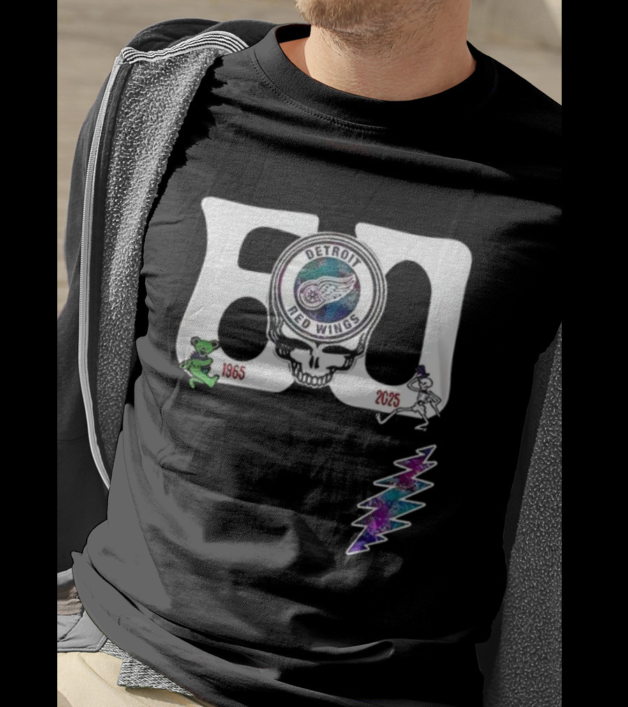 Detroit Red Wings Grateful Dead 60th Anniversary Bears 1965 2025 T-Shirt