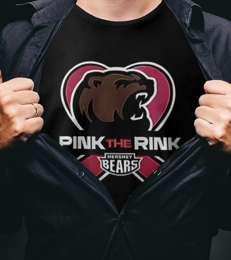 Hershey Bears Pink The Rink Event Heart Ribbon T-Shirt