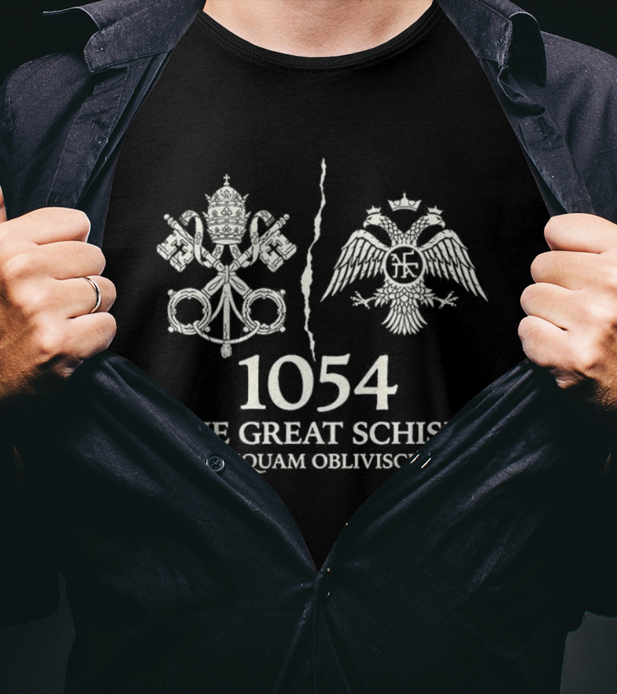Never Forget 1054 The Great Schism Numquam Obliviscere Two-Sided Eagle Keys Symbols T-Shirt