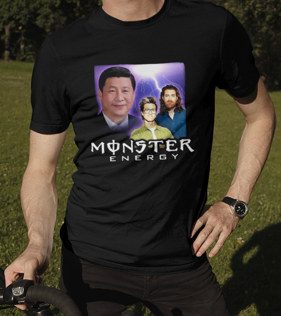 Monster Energy Meme With Lightning And Three Figures T-Shirt