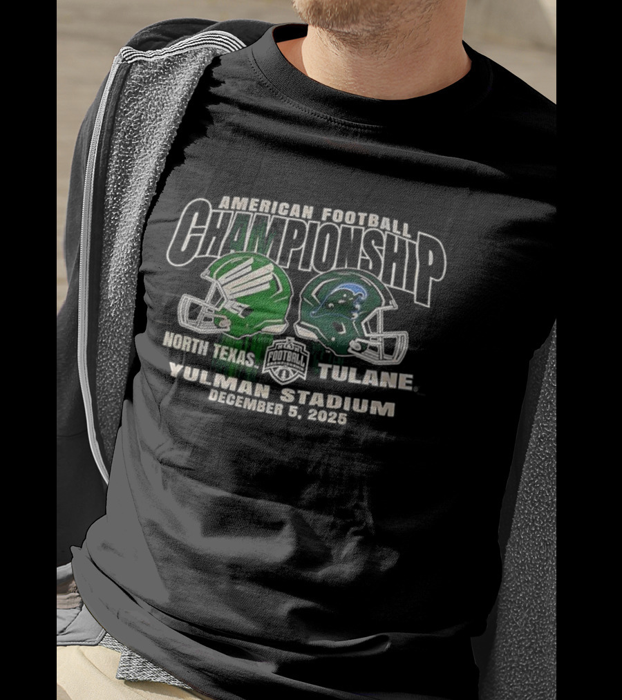 North Texas Mean Green Vs Tulane Green Wave 2025 Football Championship Yulman Stadium December 6 T-Shirt
