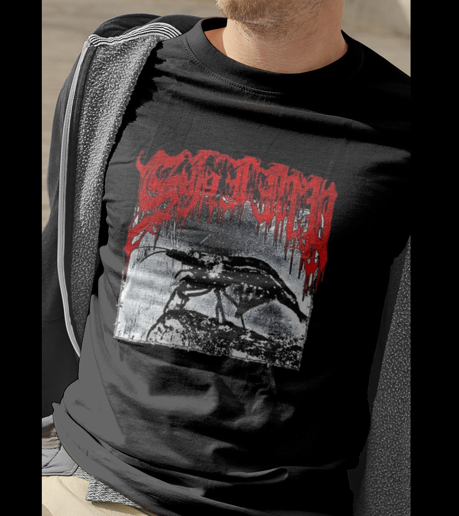 Death Metal Shrimp Lover Retro Horror Style T-Shirt